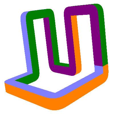 A curve that is not planar. The two ends meet, but by the time the curve comes back to itself, the RMF has rotated 180 degrees.