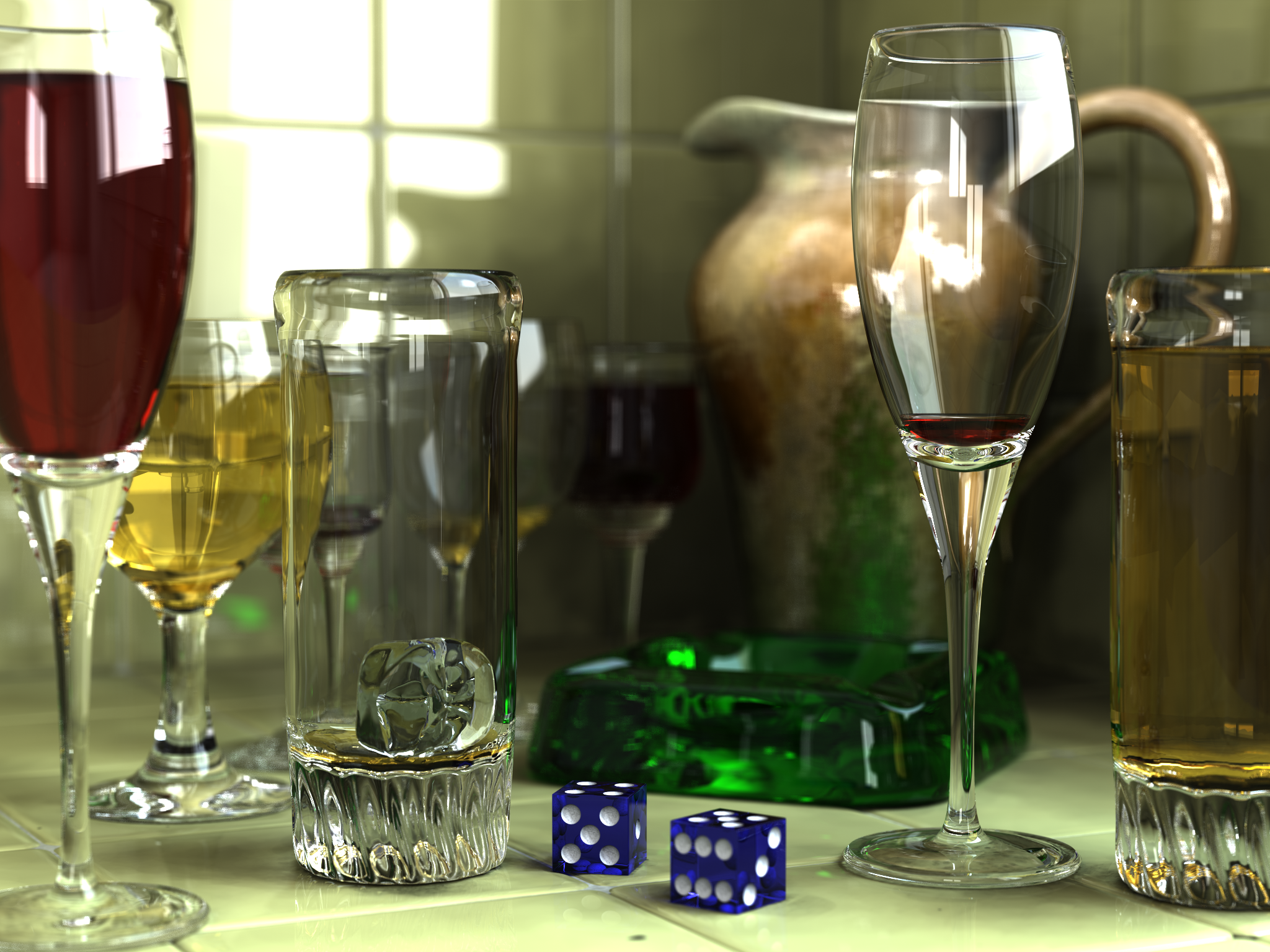 Glasses, rendered using POV-Ray